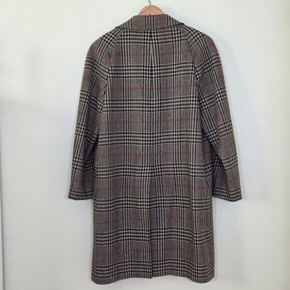 VTG Crombie Wool Coat 44 Glen Plaid LS Lined 1 Vent Buttons Union Made Classic - Picture 2 of 16